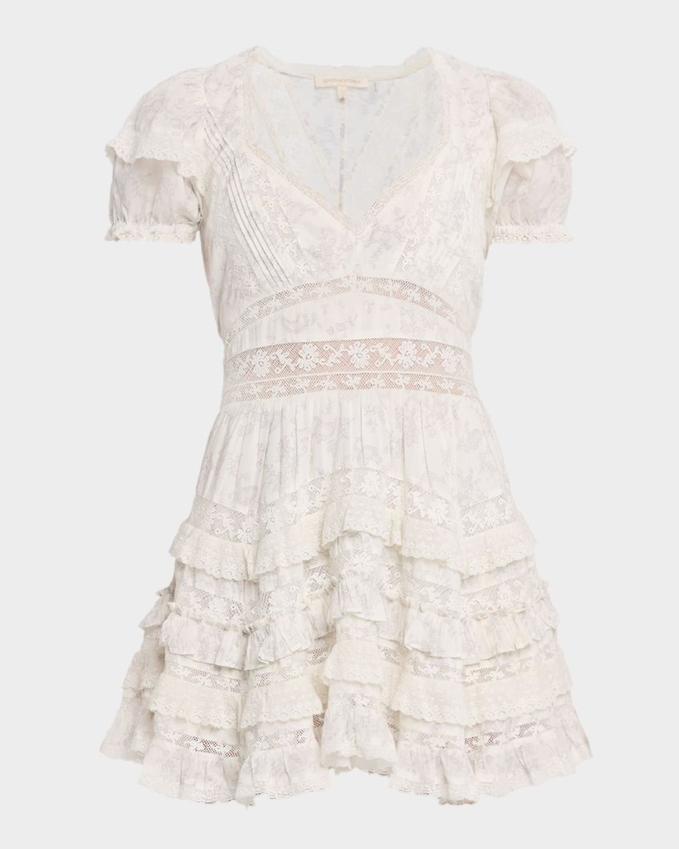 Nivara Lace Ruffle Mini Dress